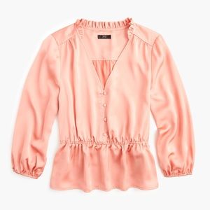 J. Crew coral v-neck button-detail peplum top